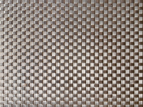 Close up of silver grey fabric in checkerboard or checkered pattern, square and rectangular pattern. Seamless silver synthetic fabric background texture.