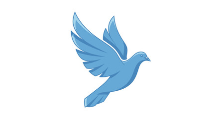 Fototapeta premium A flying white peace dove vector illustration with spread wings and a branch symbolizes love and freedom as a clean cartoon bird silhouette isolated on white
