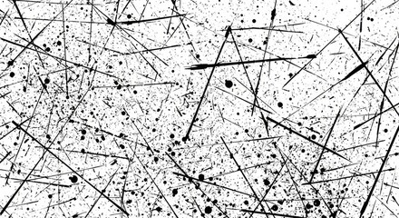 Obraz premium Abstract black lines and dots on a white background design modern artwork