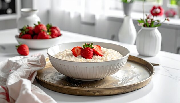 Grie&szlig;brei mit Erdbeeren
