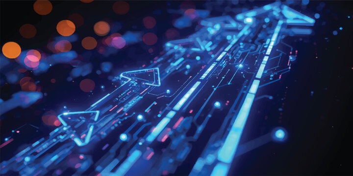 A glowing blue digital pattern of fiber optic cables creates a futuristic technology network backdrop with light motion design for high-speed internet data communication