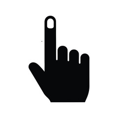 Obraz premium Black hand icon with a finger pointing up for user interface design and navigation symbols isolated on transparent background