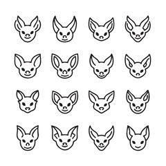 Obraz premium Cute Bat Heads Collection with Simple Outline Style for App Icons or Tattoos