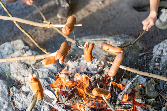 Cervelat on the grill, national sausage of Switzerland