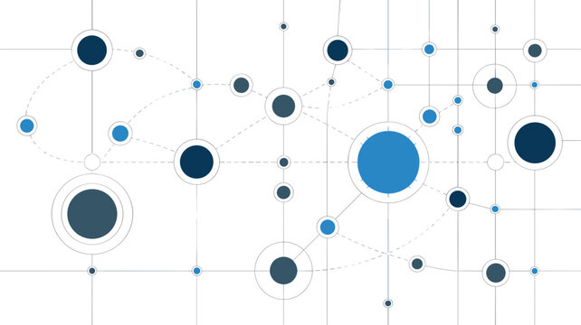 Network architecture map with circles and dashed lines &ndash; Perfect for IT infrastructure design, network topology, or tech docs.