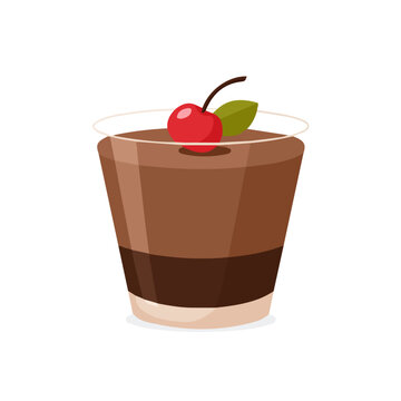 Chocolate Mousse flat vector illustration in a modern and simple 2D style, placed on a white background.