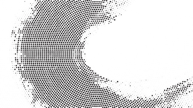 Abstract black and white circular halftone dot pattern vector background