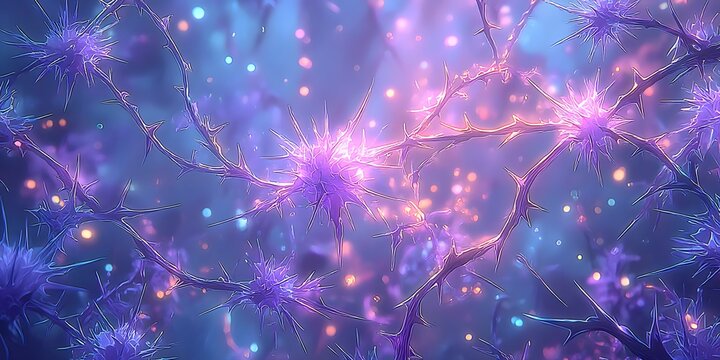 発光するいばらのネットワーク 抽象的な幻想背景
