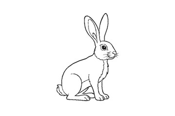 Obraz premium Hare coloring page simple animal line art outline illustration for kids education worksheet isolated on white