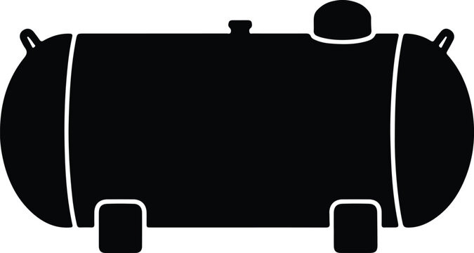 Silhouette vector horizontal propane gas tank storage for industrial design