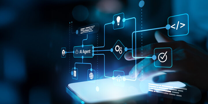 AI Agent Intelligent Automation Workflow Platform Demonstrating Artificial Intelligence Systems Integration and Autonomous Software Operations.
