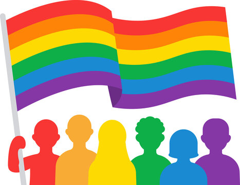 Rainbow Flag and Diverse Group vector shape