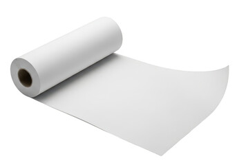 Fototapeta premium A single roll of white paper lying flat on a smooth flat surface isolated on transparent background