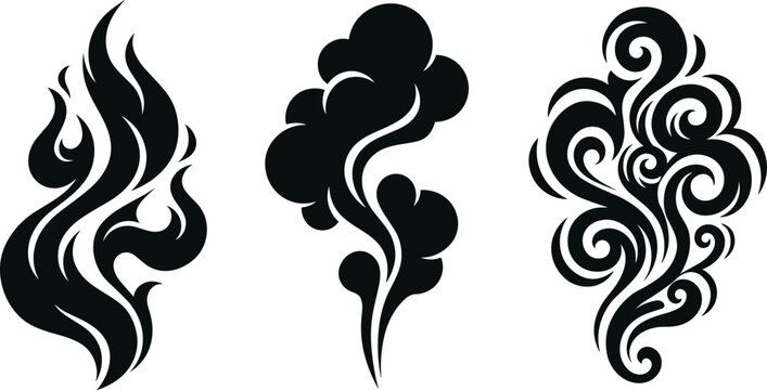 Abstract Vector Set of Fire, Smoke, and Wind Swirl Elements for Decorative Design and Creative Illustration Projects