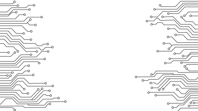 Creative Symmetrical Cyber Technology Circuit Board Border Vector with Central Copy Space for High Tech Digital Hardware Branding and Presentation