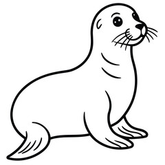 Fototapeta premium walrus vector silhouette icon - , ideal for wildlife, safari, and animal-themed illustrations.