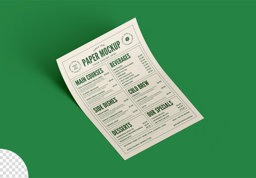 Stationery Paper Sheet Mockup Isolated