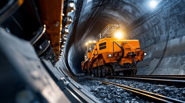 Tunnel Boring Machine Illuminating the Construction of Underground Infrastructure.