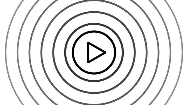 play button animation on white background. 4k video