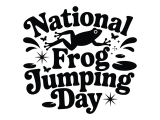 Fototapeta premium National frog jumping day lettering with frog and water splashes design.