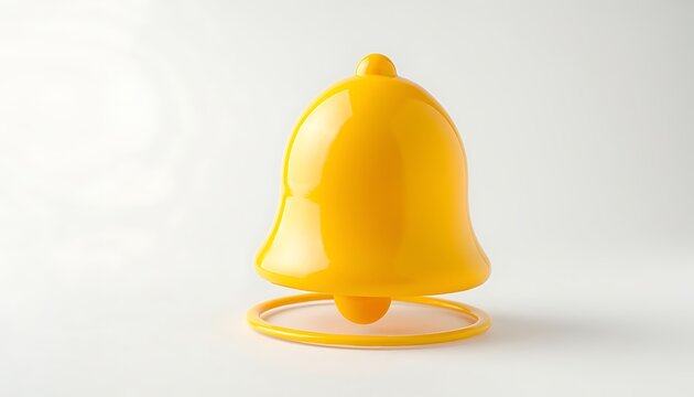 Shiny yellow bell isolated on white background for alerts and notifications