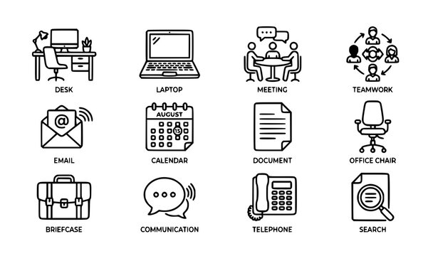 Flat Icon Collection &ndash; AI, Ambulance, Map Pin and Business Symbols Vector