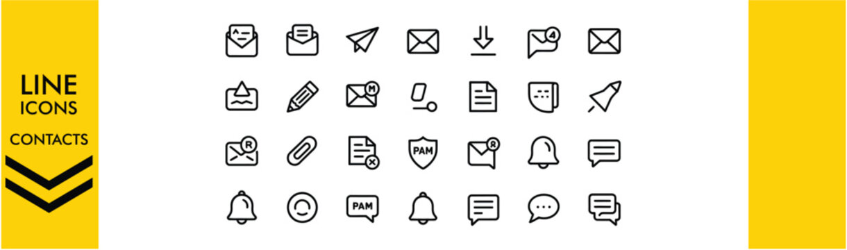 Modern line icons set for contacts and communication themes isolated