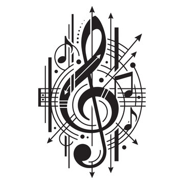 Black music notes and symbols composition.