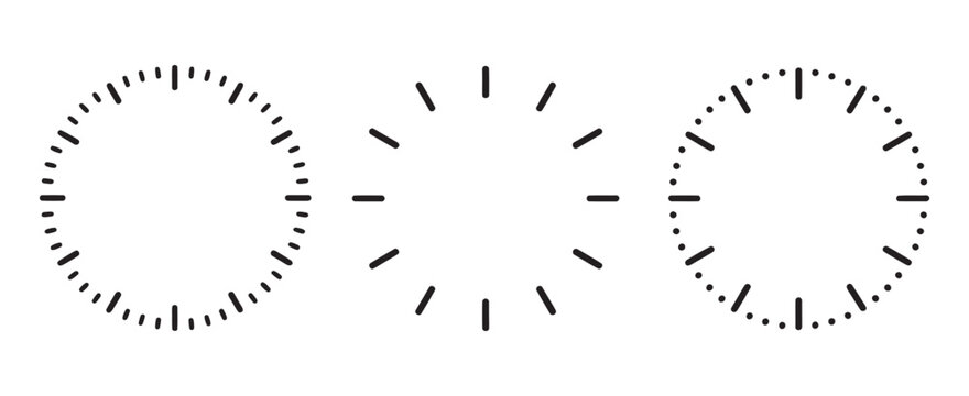 Vector illustration round meter scale isolated on transparent background, measuring circle scale in flat style, clock face template, blank vintage watch round dial design.