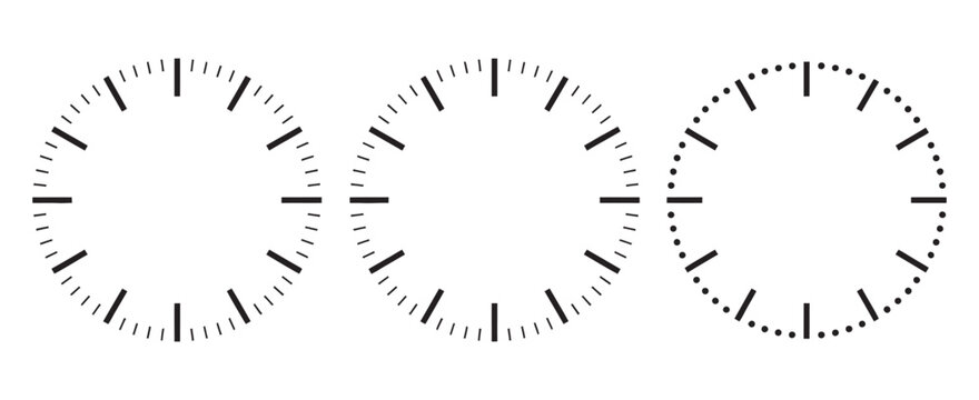 Vector illustration round meter scale isolated on transparent background, measuring circle scale in flat style, clock face template, blank vintage watch round dial design.