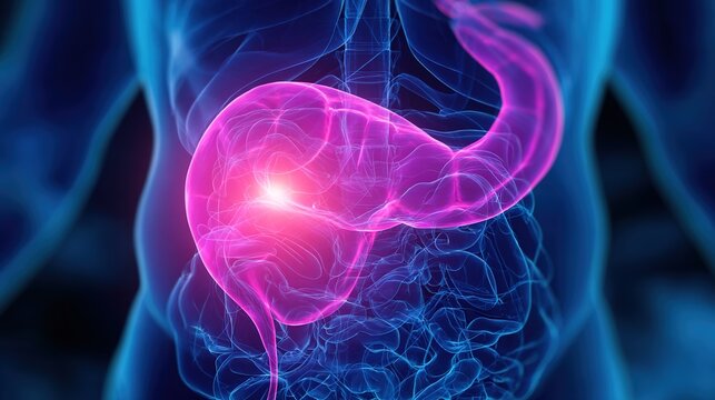Stomach Cancer medical science concept, gastric cancer digestive system tumor anatomy illustration, malignant cell growth in stomach lining, gastrointestinal disease pathology, 