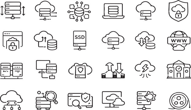 Cloud & Security Line Icons"