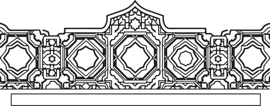 Ornate border, decorative frame, black line art, geometric pattern, vector design element