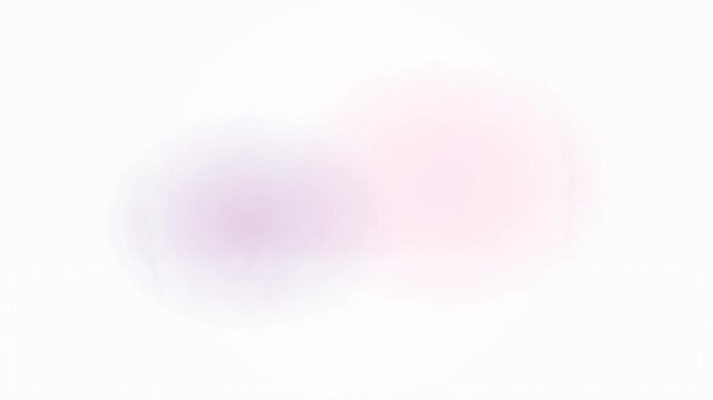 Soft pastel watercolor splashes on white background, ethereal purple and pink ink wash animation, delicate artistic paint bleed background