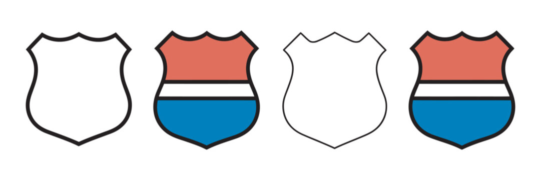 US route signs set, interstate highway shield symbols, vector illustration, road signage collection, American traffic route markers
