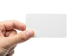 Obraz premium A hand holding a blank white greeting card.