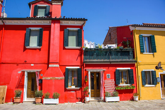 colorful houses on Burano island, near Venice, Italy