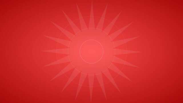 Minimalist red sunburst background, vibrant crimson radial starburst animation, elegant geometric sun rays motion graphic for video transitions