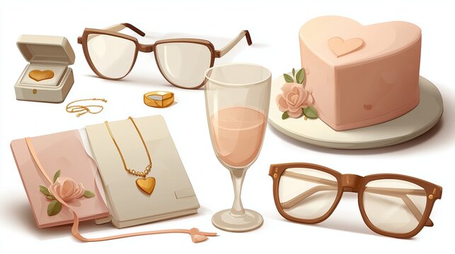  Illustrations on the theme of relaxation and entertainment, holidays and love.