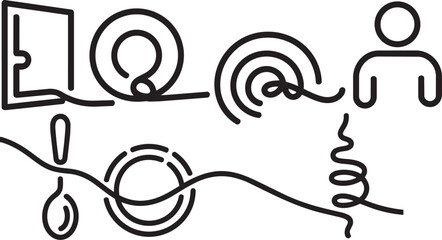 Web design with app design elements and user interface in outline style icons set with snail with spoon © Yasin
