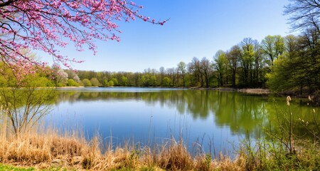Obraz premium A lake in the spring season 