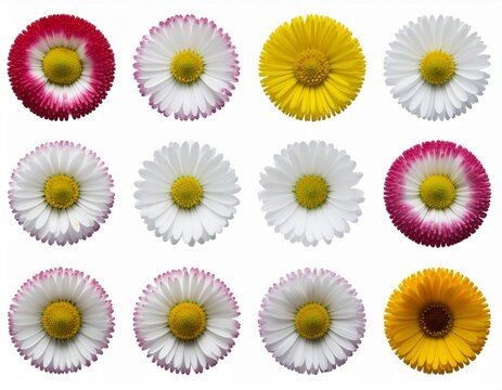 たくさんの花、白い背景