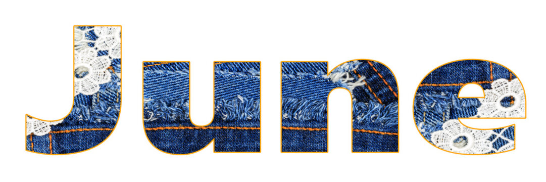 Month of June is represented with denim design showing detailed textures and patterns in fabric