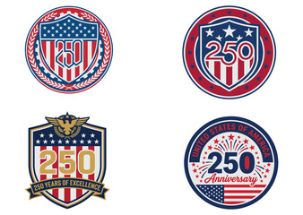Obraz premium American patriotic 250th anniversary logo set with shield and stars