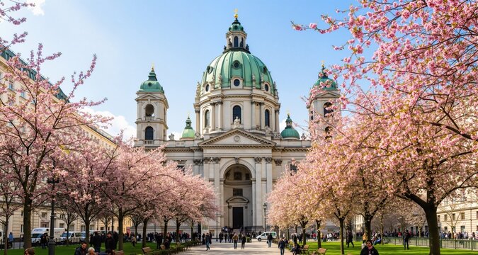 St. Charles Church in spring in Vienna, Austria
