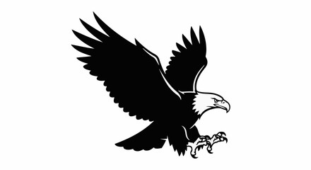 Fototapeta premium Silhouette of a bald eagle in flight, talons extended