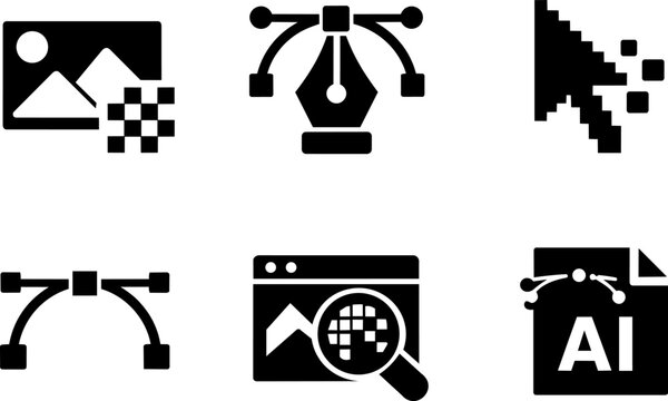 Graphic design and digital editing icons