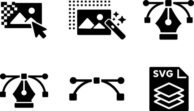 Graphic design and digital editing icons. Vector