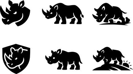 Obraz premium Rhinoceros Wildlife and Safari Animal Black Icons