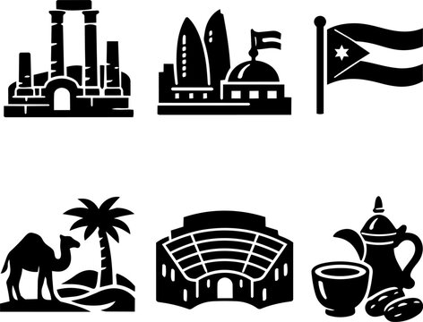 Qatar landmarks and culture black glyph icon